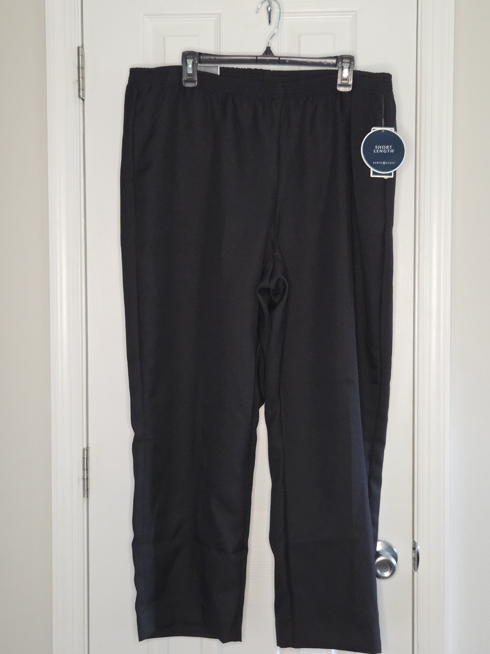 Karen Scott Black Comfort-waist Elastic Pants